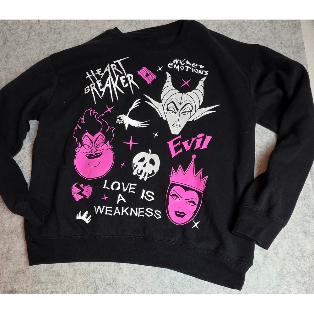 Disney Villains Sweatshirt Girls L 12-14 Black Pink Maleficent Ursula LT12604SS